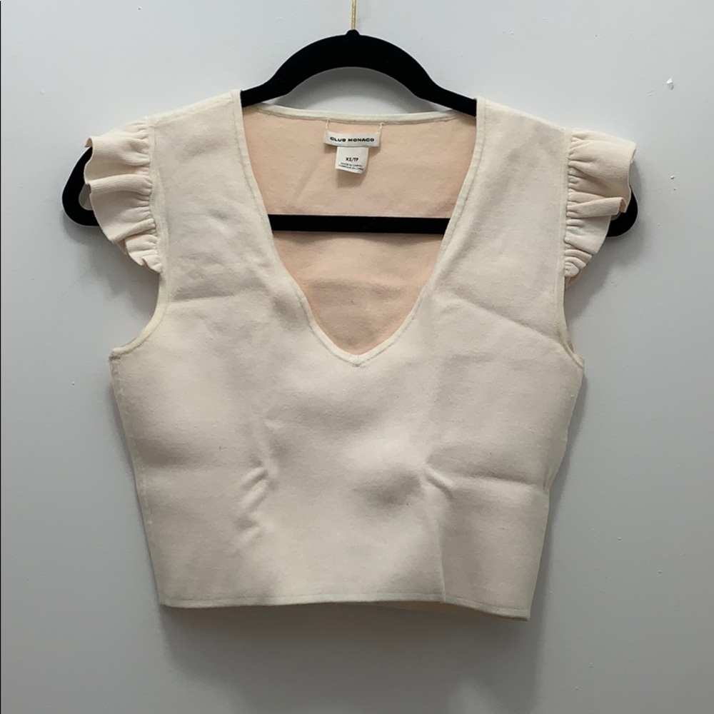 Frilly shoulder crop top